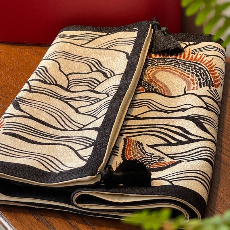 中古风桌旗五斗柜餐边柜电视柜旗布长条桌布高端复古茶桌盖布定制