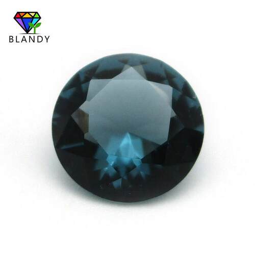 High Quality 3.0-12mm Round Cut Ink-Blue Color Glass Stone