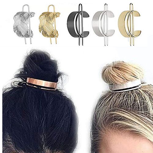Hair s Feather Bun Cuff Leaf HairPin Set Women Unique Weddin