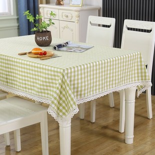 客厅茶几桌布防水防油防烫长方园形棉麻格子麻将餐桌野餐方桌布艺