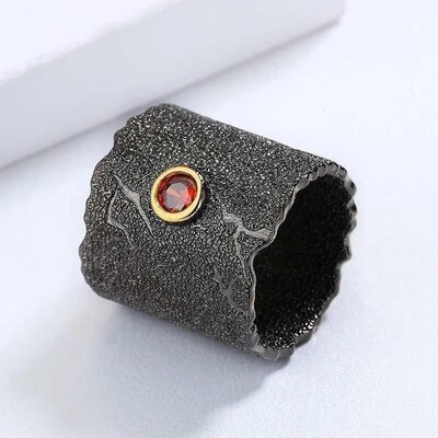 Exaggerated Unique Ring for Women Inlaid Red Zircon Rings Bl