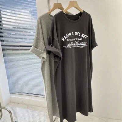 Summer Plus Loose Printed Short Sleeve Dress for Women