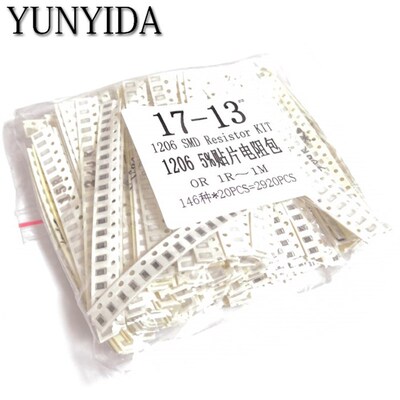 1206 SMD Resistor KIT  DIY kit ,0R,1R~1M  146ValuesX20pcs=2