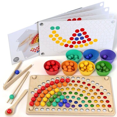 colour sorting game Wooden peg Board Bead Game Learning toys