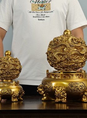 九转乾坤鼎摆件招财龙鼎树脂铜色家居店铺公司办公桌开业乔迁送礼