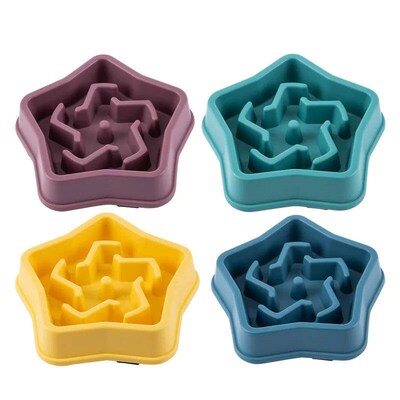 Pet Cat Dog Slow Food Bowl Fat Help Healthy Round Anti-choki