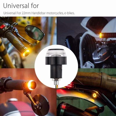 2025 2pcs DC 12V Motorcycle LED Handlebar End Turn Signal Li