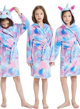 2021 Kids Unicorn Bath Robes Winter Childrens Bathrobe Kigu