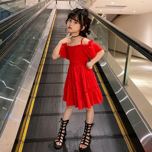 Teenage Girl Dresses Off Shoulder Dress Girls Summer Kids Dr