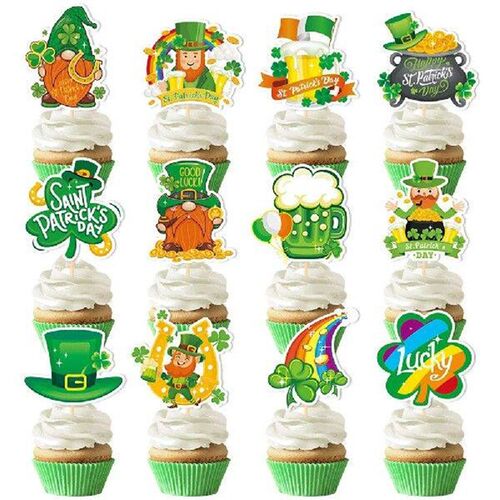 12 Pcs Cake Insert St Patricks Day Dessert Toppers