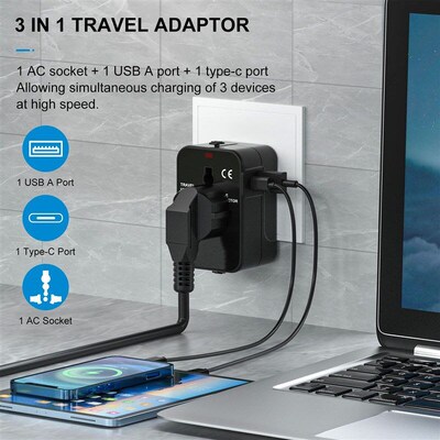 Universal Travel Adapter, International All-in-One Travel Pl