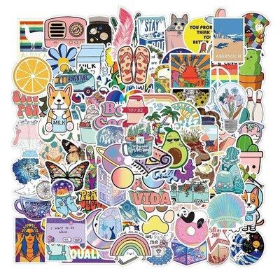 100Pcs VSCO Vnyl Stckers Grl Essental Stuff for Water