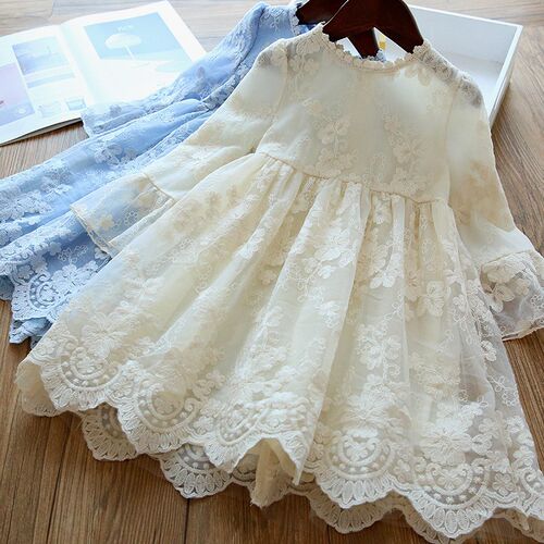 Winter Autumn Girl Lace Embroidery Long Sleeve Dress Childre