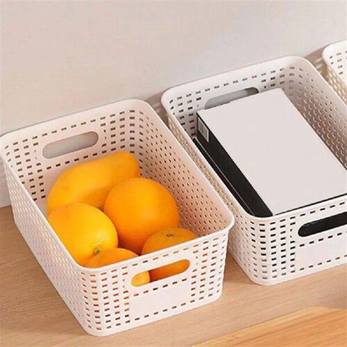 6Pcs Plastic Storage Baskets with Lid Handle Design Large
