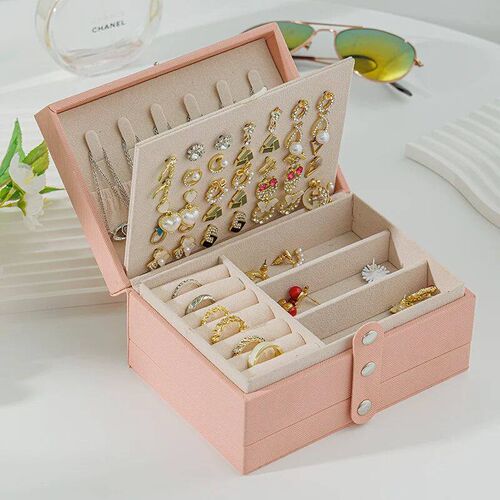 Fashion PU Leather Jewellery Storage Boxes Portable Travel J