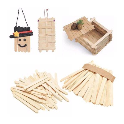 50 PCS Natural Wood Popsicle Sticks Wooden Popsicle Stick Ho