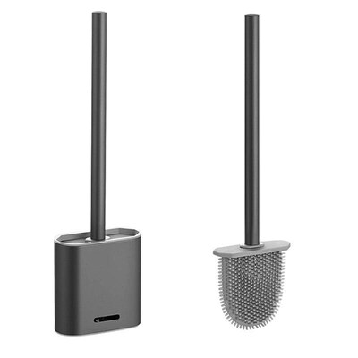 Premium Silicone Toilet Brush - Grey - Toilet Brush Holder W