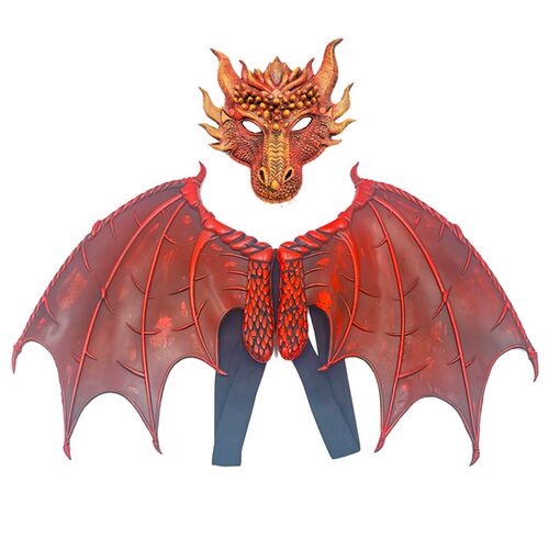 Halloween Mardi Gras Cosplay Dragon Mask Wing Costume Props