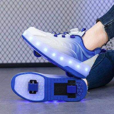 Two Wheels Childrens Led Light Roller Skate Shoes For Kids