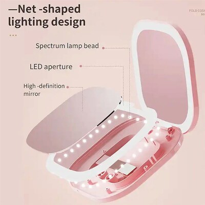 Compact Led Makeup Mirror With Light 1X/3X Magnifying Pocket