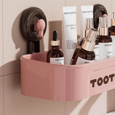 Bathroom Suction Cup Shelf, No-Drill Wall-Mounted Kitchen Gi