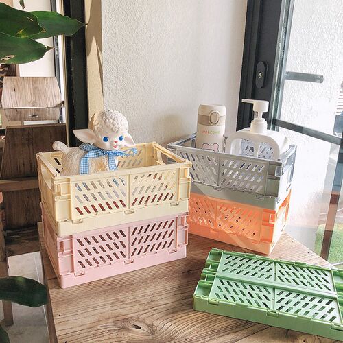 Ins Desktop Plastic Storage Baskets Organizer Box Folding St