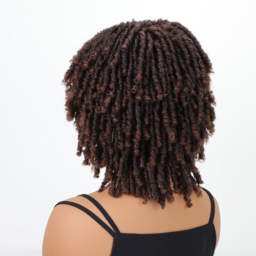 African Small Curly Wig Womens Tube Curved Dreadlocks Gradi