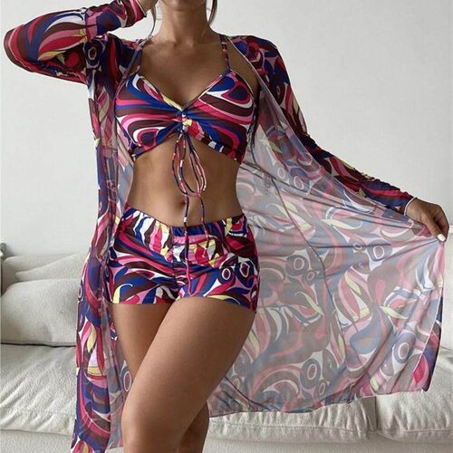 Xiktop Bikini 3 Pieces Sets New Women Swimsuit High Waist Se