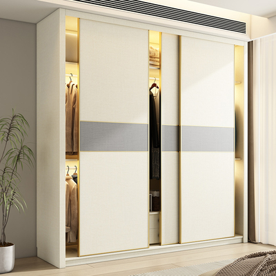 定制ENF级实木推拉门新款2025年爆款衣柜家用卧室滑门大衣橱柜子