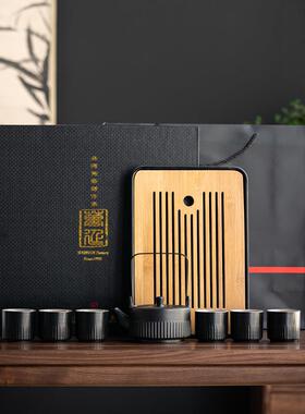 黑陶茶具发套装壶茶干泡茶盘梁家用提壶茶杯泡茶1T-FUSHA器礼品批