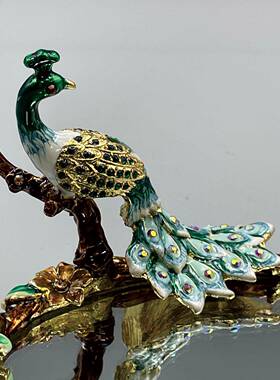 创镜意珐琅彩面托盘梳妆托盘EKZ饰品珠宝台展示复古盘花卉首饰盘