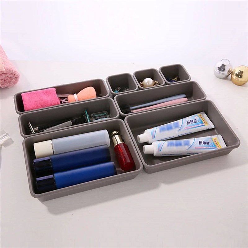 8pcs/set Adjustable Drawer Organizer Box Trays Make Up Cosme - 实物图