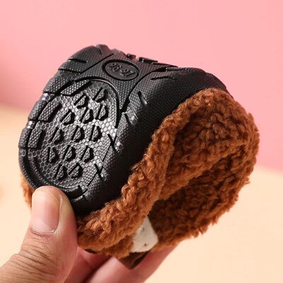 Children Cotton Slippers Solid Warm Kids Winter Home Shoes B