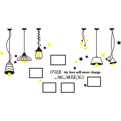 吊灯相框3D立体墙贴房间卧室床头客厅沙发背景墙面装饰照片墙