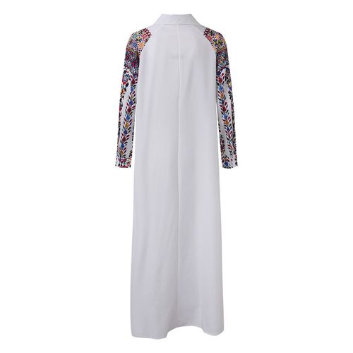 Elegant Ethnic Style Long Shirt Dress Lapel Flower Print