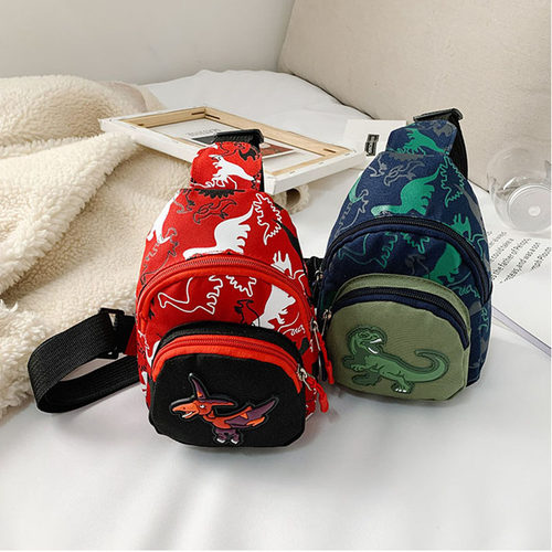 Kids Waist Bags Cartoon Dinosaur Print Outdoor Travel High C