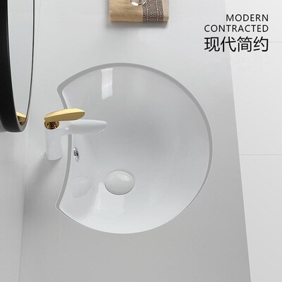 Light Luxury Embedded Undercounter Basin Half-Moon Ceramic W