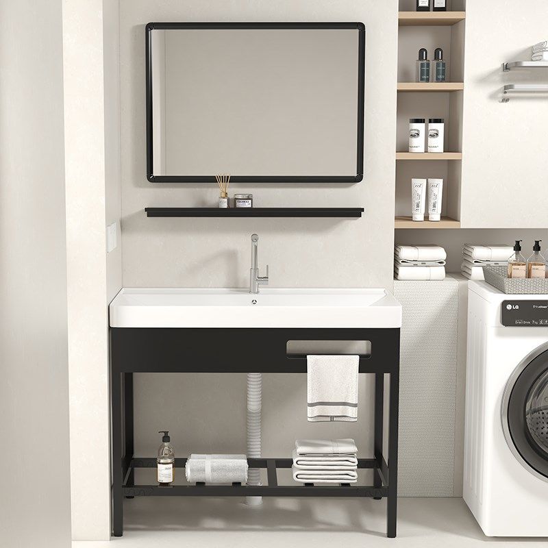 落地式不锈钢支架洗脸盆阳台洗衣池卫生间一体陶瓷盆大盆洗手台盆,家装主材,浴室柜组合,淘宝优惠券,粉丝福利购,淘宝优惠卷