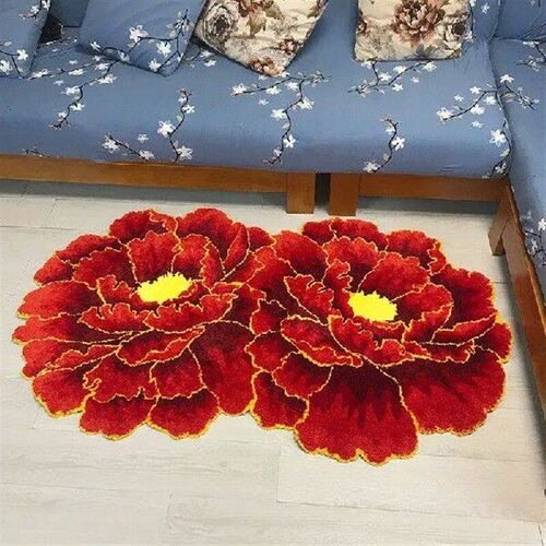 3D Peony Pattern Thick Carpet Nordic Art Flower Rug Soft
