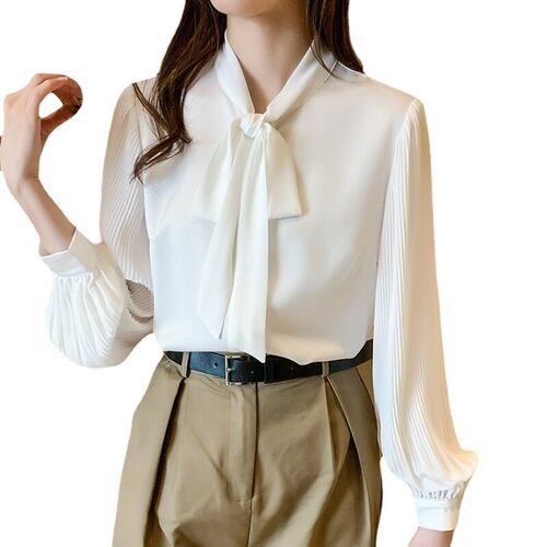 Fashion Elegant European Chiffon Shirt Womens Wear 2025 Lon