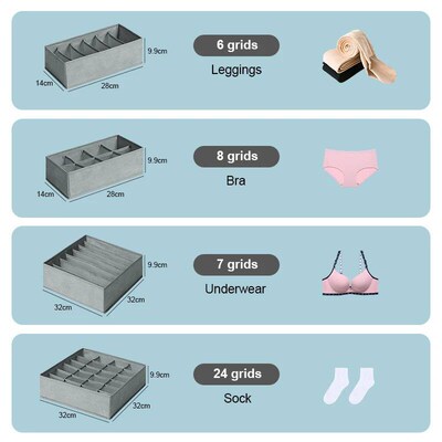 24 Grids Foldable Underwear Organizer Cabinets Drawer Underw
