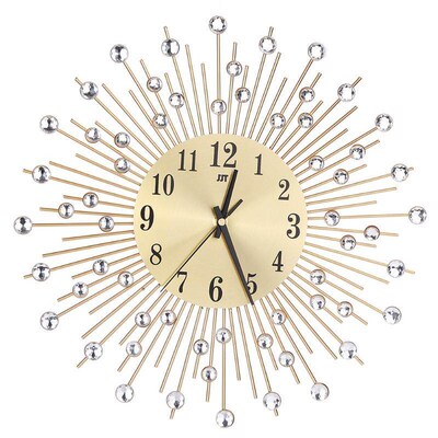 Decorative Crystal Sunburst Metal Wall Clock Home Art Wall D