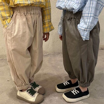 Childrens Casual Long Pants Girls Loose Bloomers Boys New