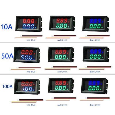 10A/50A/100A Digital Voltmeter Ammeter Dual LED Display