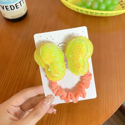 2025 Glitter Butterfly Hair Rope Kids Hairband Ponytail Hold