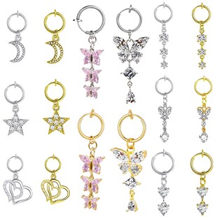 Heart Fake Belly Button Ring Fake Belly Piercing Butterfly C