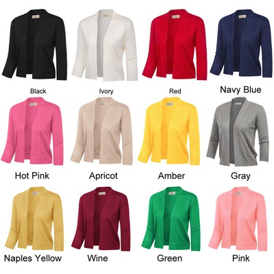 Women 3/4 Sleeve Coat fall autumn Opening Front Cropped