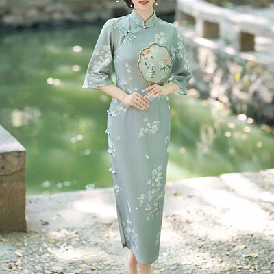 New Summer Vintage Elegant Cheongsam Chinese Traditional Qip
