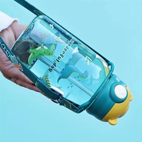 650ml Cute Kids Water Bottle With Straw Free BPA Leakproof O