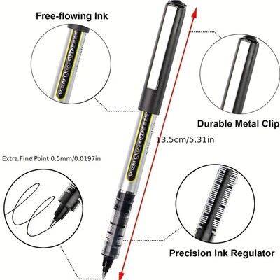 6/12pcs Unique Pens: Large Capacity Gel Pen, Liquid Ink Pens